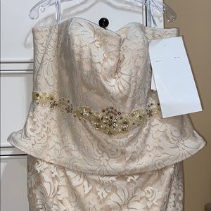 BRAND NEW Strapless Peplum Mon Cheri Dress